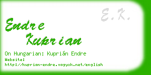 endre kuprian business card