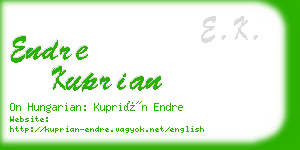 endre kuprian business card